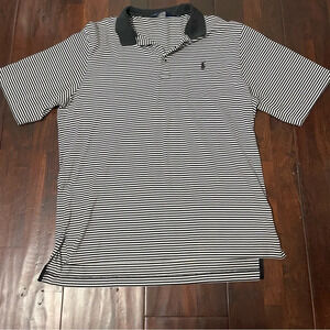 Polo Golf Ralph Lauren Men’s Short Sleeve Polo Black and White Stripes Size Lg